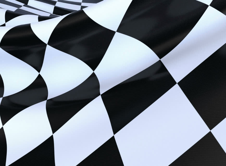 Race car at the finish line